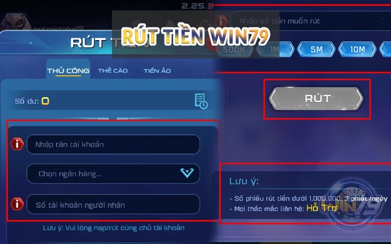Rút tiền Win79